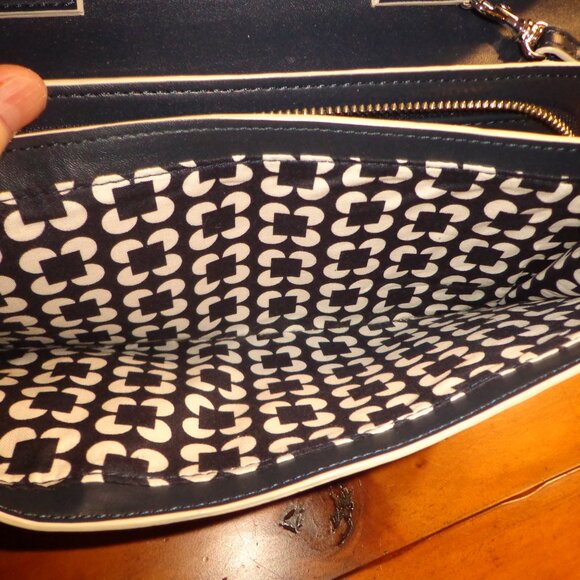 NWOT VERA BRADLEY SATCHEL Navy/White Snap Closure Zip Pouch - Picture 8 of 11